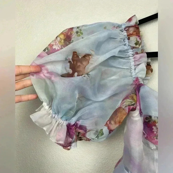 SELKIE The Cupid's Serenade Parliament Dress Women's Medium NWT Puff Sleeve Blue - Picture 4 of 16